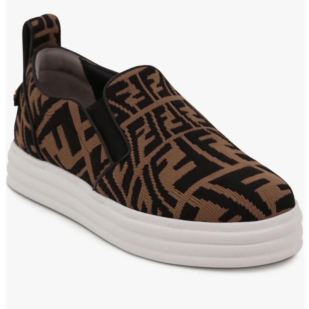 Women’s Fendi FF Vertigo tobacco/black slip-on sneakers in 37